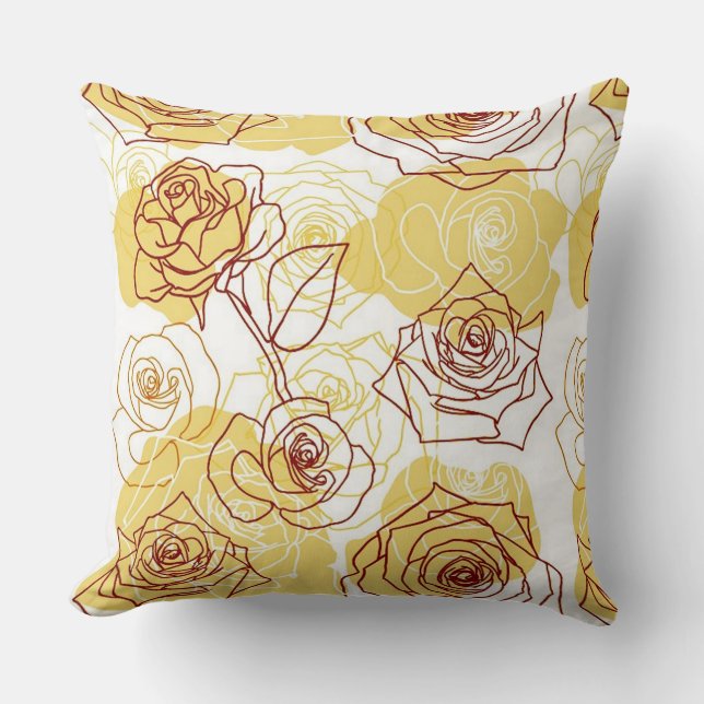 Friendship & Joy Yellow Roses Throw Pillow (Front)