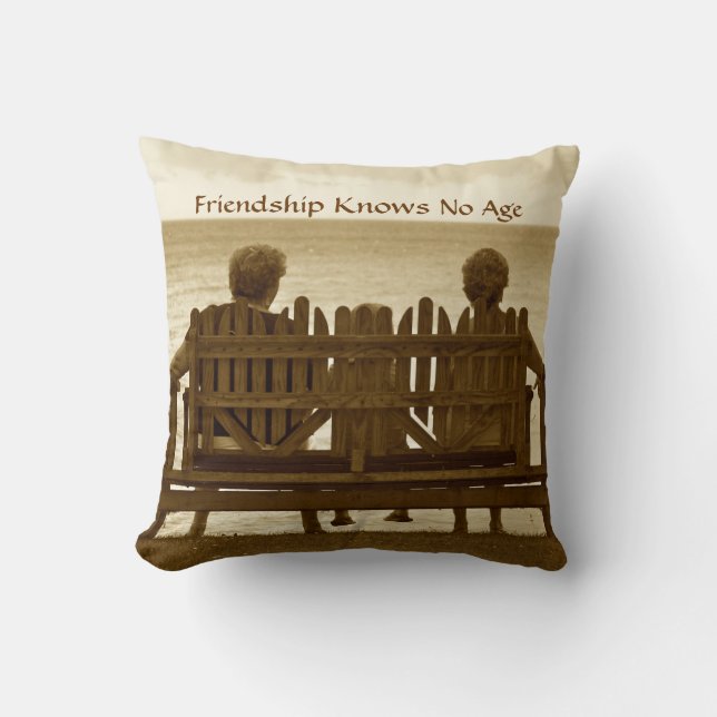 Friendship Knows No Age Throw Pillow (Front)