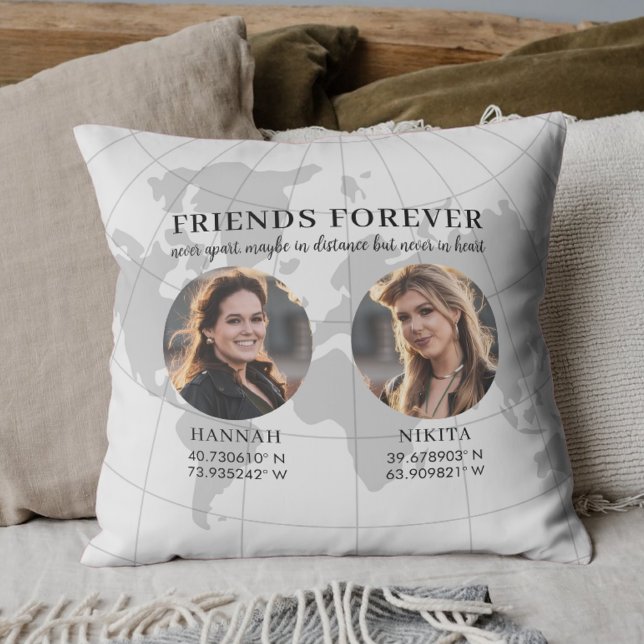 Friendship Long Distance Photo Keepsake Throw Pillow (Creator Uploaded)