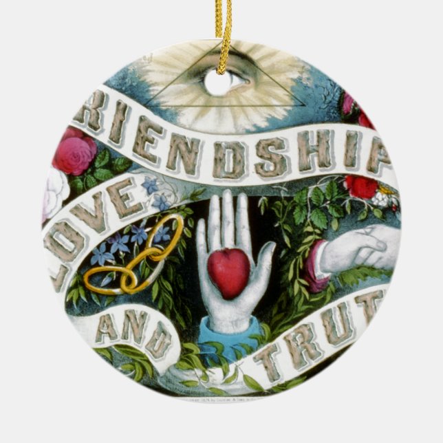 Friendship, Love, and Truth Ceramic Ornament (Front)