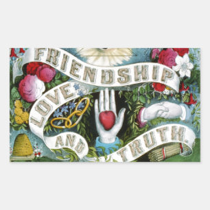 Friendship, Love, and Truth Rectangular Sticker