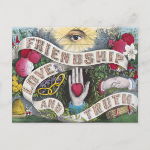 Friendship, Love, Truth Vintage Postcard