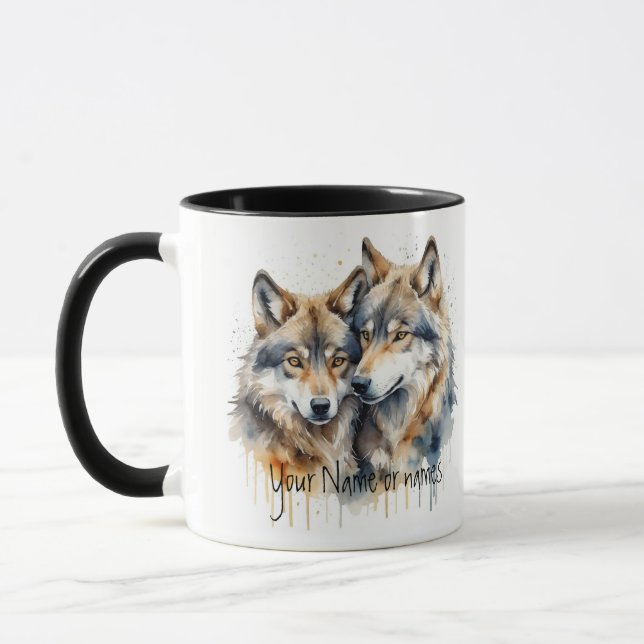 Friendship or Romantic Your Name or Names Wolf Mug (Left)
