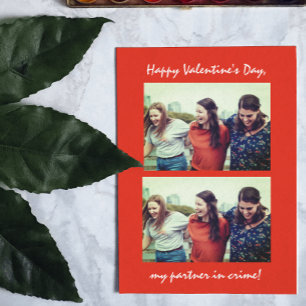 Friendship Partner in Crime Funny Valentines day Postcard
