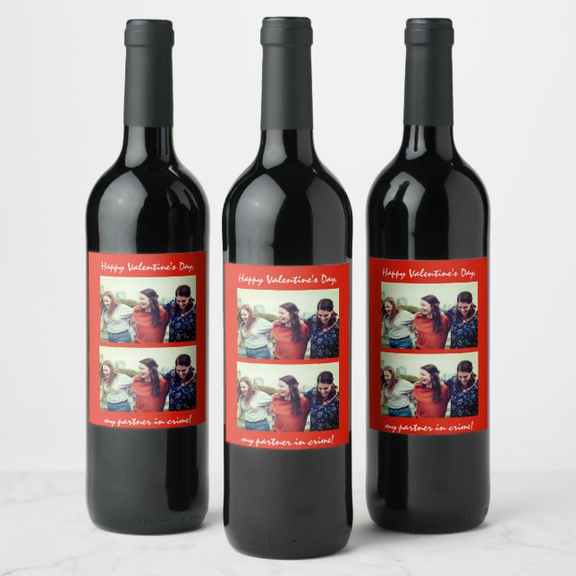 Friendship Partner in Crime Funny Valentines day Wine Label (Bottles)