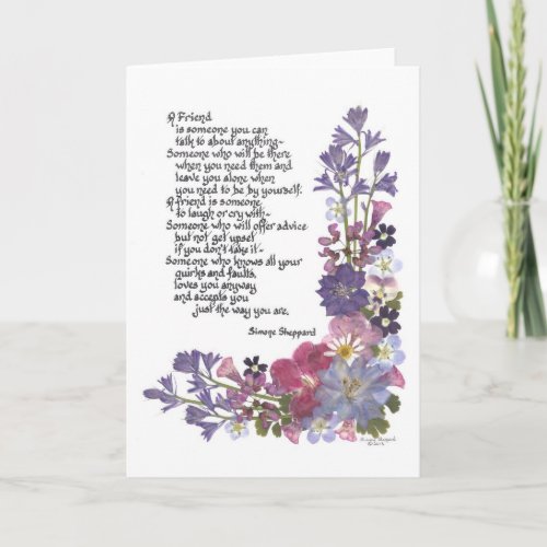 Friendship poem card