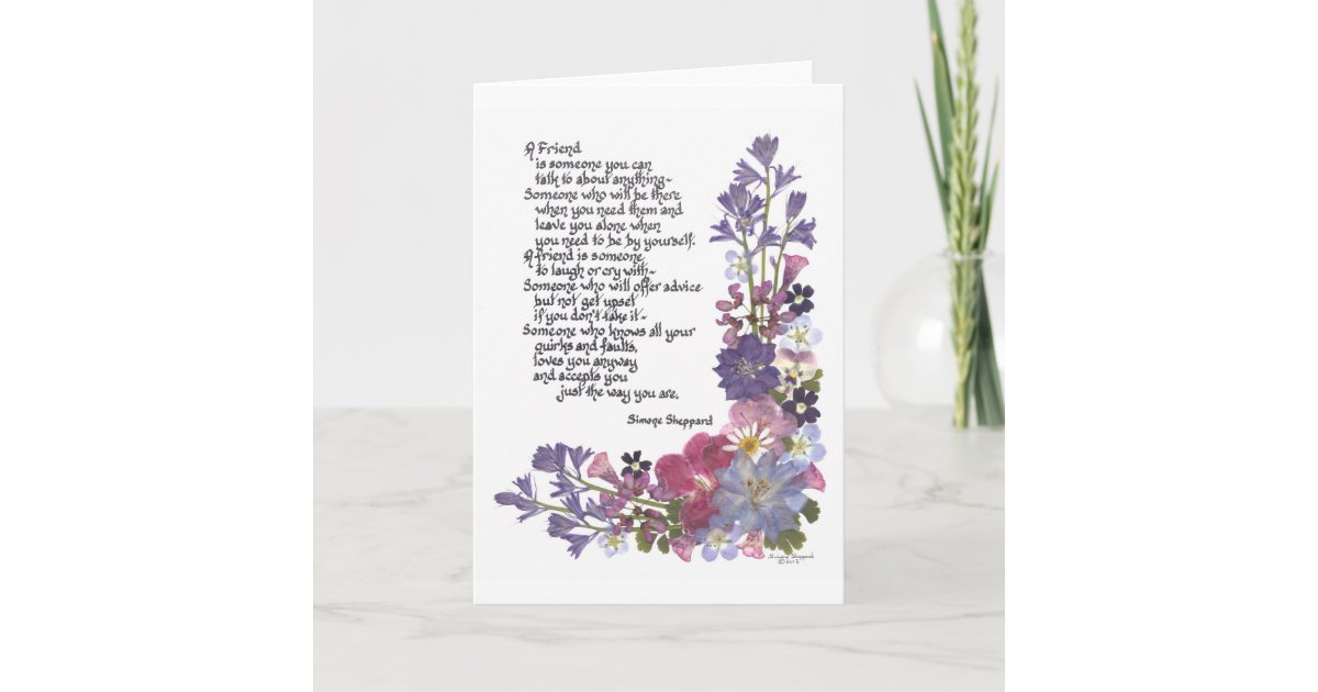 Friendship poem card | Zazzle