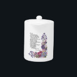 Friendship poem teapot<br><div class="desc">Bluebells and delphinium, verbena and geranium are among the beautiful flowers that decorate this original poem from Simone Sheppard. A perfect way to honor a dear friend who loves you, "just the way you are".</div>