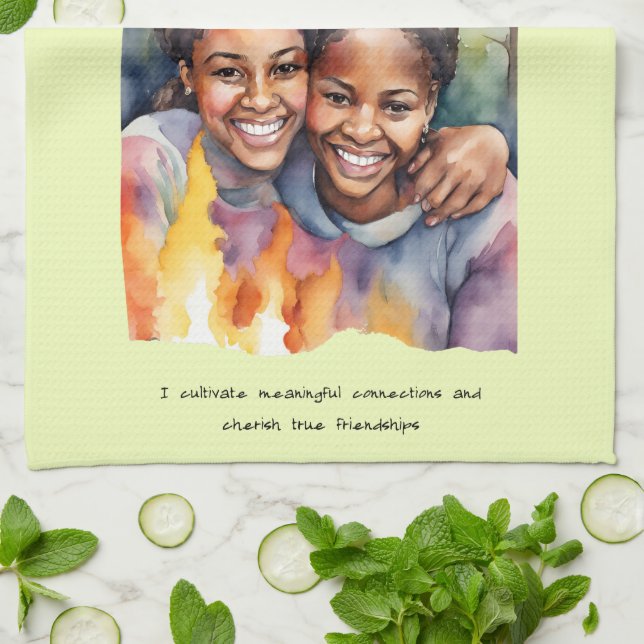 Friendship Positive Affirmation  Kitchen Towel (Folded)