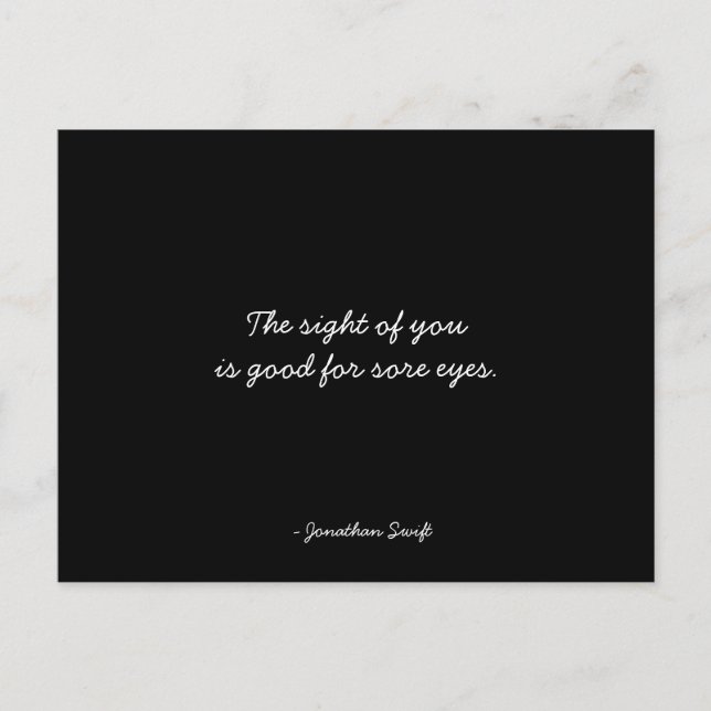 Friendship Postcard quoting Jonathan Swift - Black (Front)