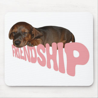 Friendship puppy / dog is man's best friend, pink mouse pad