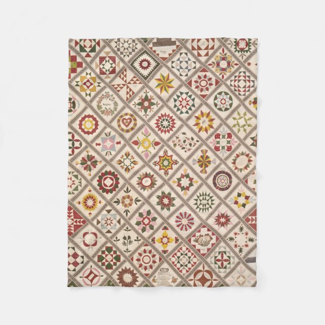 Friendship quilt in muted colors fleece blanket (Front)
