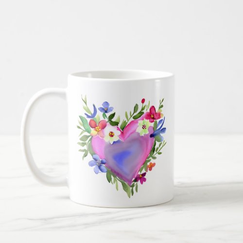 Friendship Quote and Pretty Floral Wreath Coffee Mug