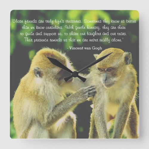 Friendship Quote by Vincent van Gogh Square Wall Clock
