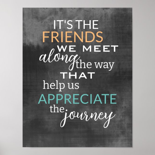 friendship quote charcoal gray and white wall art  (Front)