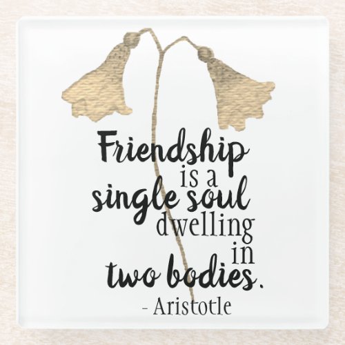 Friendship Quote Classy Elegant Wildflowers Glass Coaster