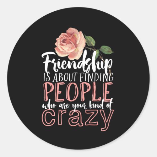 Friendship Quote Cool Crazy Best Friends Classic Round Sticker