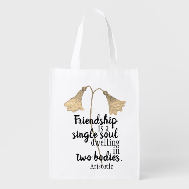 Friendship Quote Flowers Grocery Bag (Front)