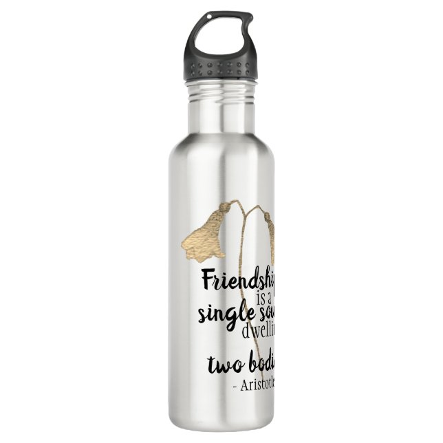 Friendship Quote Flowers Stainless Steel Water Bottle (Front)