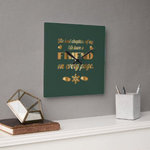 Friendship quote gift for best friend square wall clock
