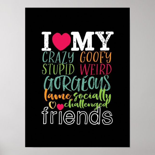Friendship Quote I Love My Crazy Stupid Friends Poster (Front)