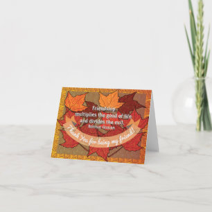 Friendship quote letterpress thank you card