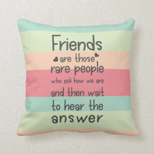 Friendship Quote Stripes Pastel Cute Friends rare Throw Pillow