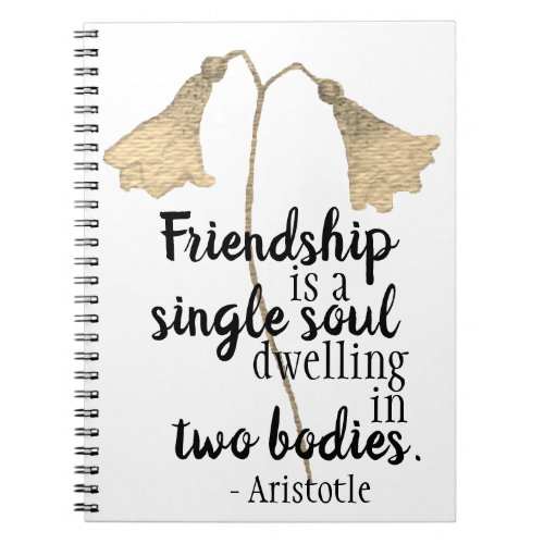 Friendship Quote Watercolor Floral Art Notebook