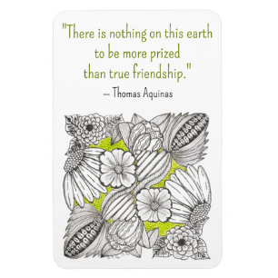 Friendship Quote with BW Floral Doodle Magnet