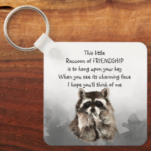 Friendship Raccoon Think of Me Customized Keychain