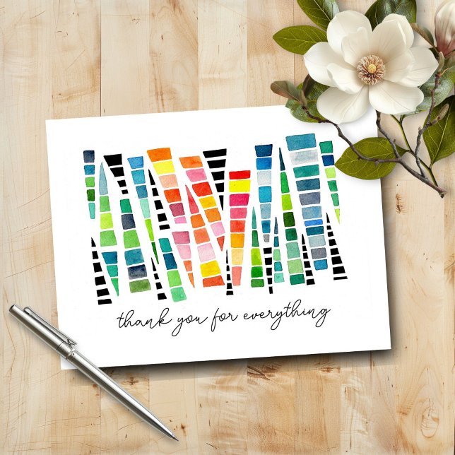 Friendship Rainbow Watercolor Shards Thank You Card (Friendship card with bright, watercolor shards of color)