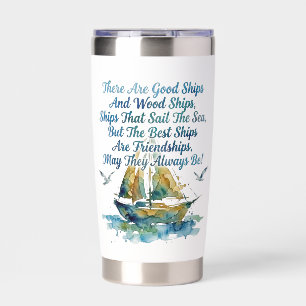Friendship Sailboat Watercolor Nautical Blessing Insulated Tumbler