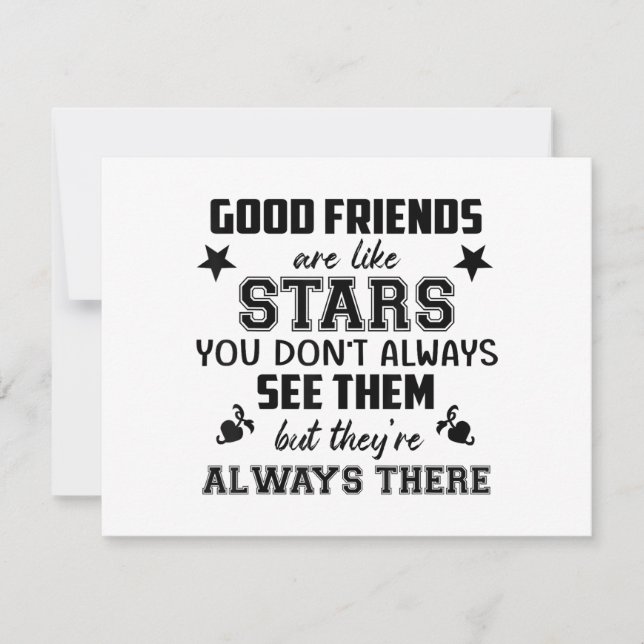 Friendship T-Shirt Quote Good Friend Like Star Holiday Card (Front)