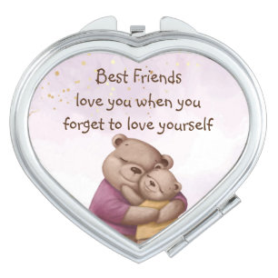 Friendship Teddy Bear Love you Inspirational Compact Mirror