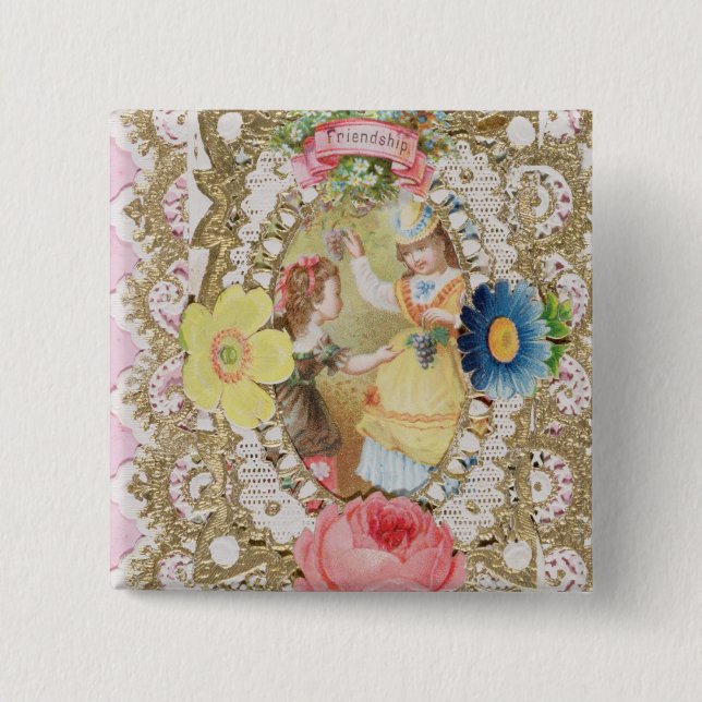 Friendship, Valentine card, c.1870 (colour litho o Button (Front)
