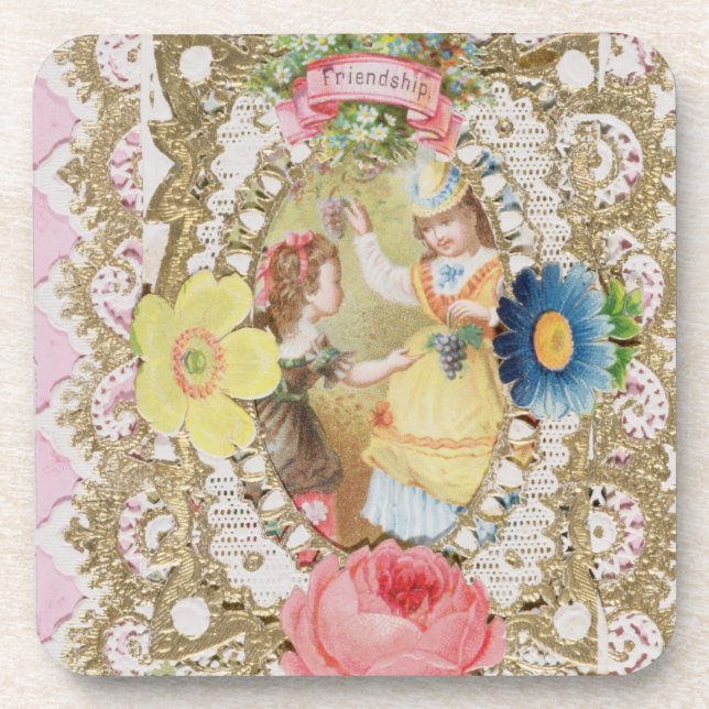 Friendship, Valentine card, c.1870 (colour litho o Drink Coaster (Front)