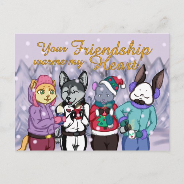 Friendship Warms the Heart Postcard (Front)