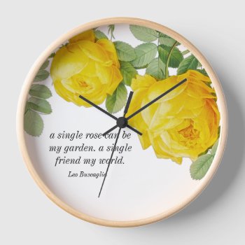 Friendship Yellow Rose Wall  Clock by Susang6 at Zazzle