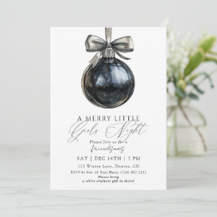 Friendsmas Black Ornament Girls Night Christmas Invitation