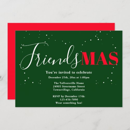 Friendsmas Green Red Christmas Invitation