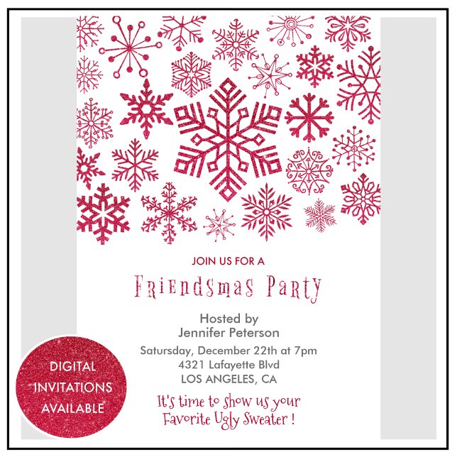 Friendsmas invitation Christmas Snowflakes Red  (Creator Uploaded)