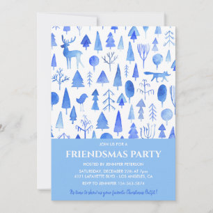 Friendsmas invitations Beautiful Watercolor trees