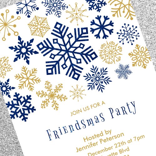 Friendsmas invitations Chic Glitter Snowflakes
