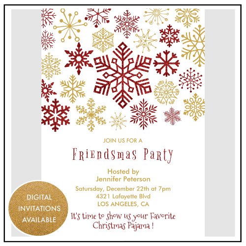 Friendsmas invitations Christmas Elegant Red