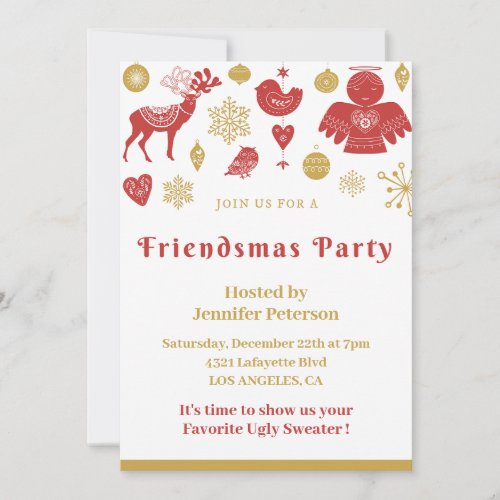 Friendsmas invitations Christmas Nordic Gold