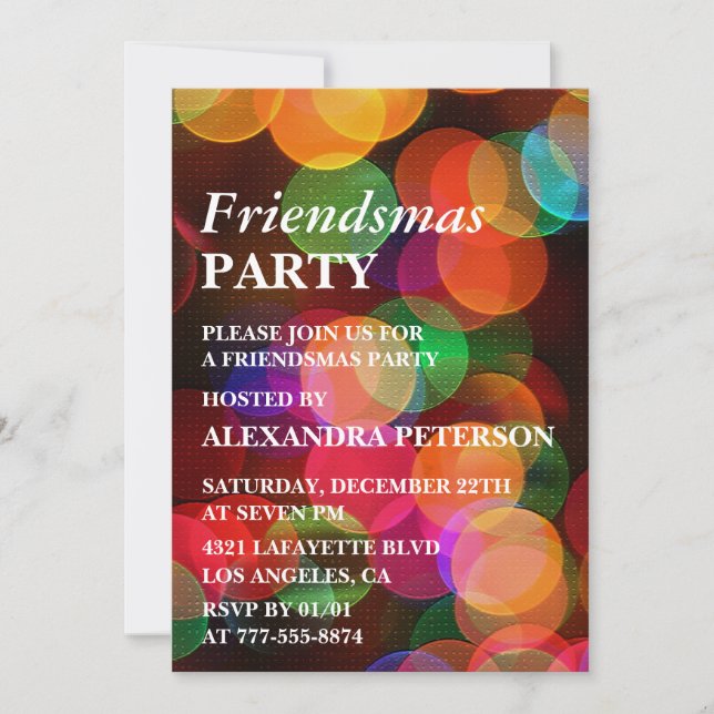  Friendsmas invitations Colorful Confetti Sparkle (Front)