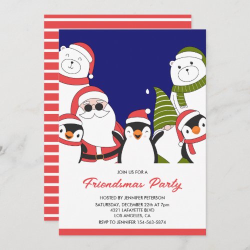 Friendsmas invitations Cool Santa Polar Bear Gnome