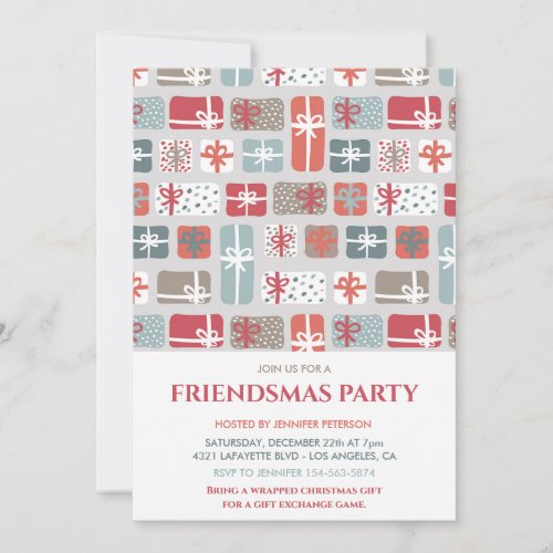 Friendsmas invitations Cute Christmas gift pattern