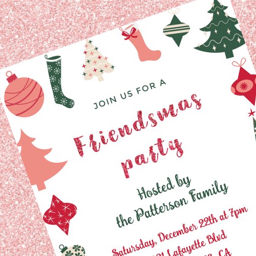 Friendsmas invitations Cute Christmas pattern 