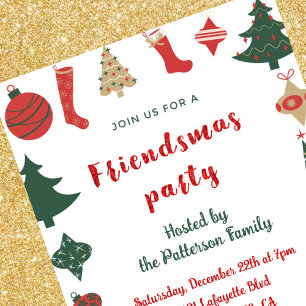 Friendsmas invitations Cute Christmas trees socks